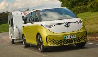 Volkswagen ID. Buzz towing a caravan